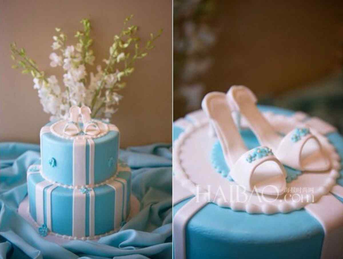 翻糖蛋糕蓝色创意高跟鞋系列蛋糕桌面壁纸