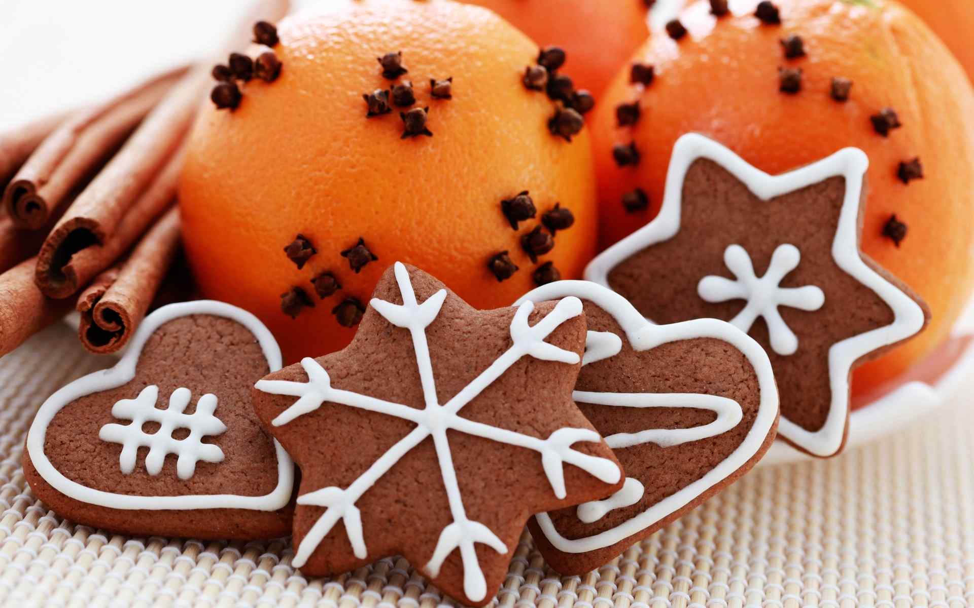 饼干巧克力饼干橙子创意搭配桌面壁纸