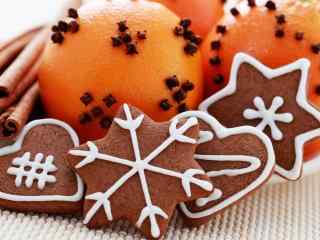 饼干巧克力饼干橙子创意搭配桌面壁纸