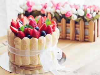 新鲜草莓蛋糕图片