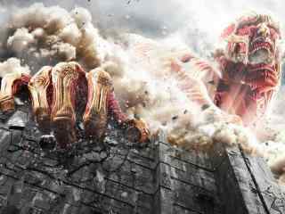 进击的巨人真人电影版超大型巨人破坏城墙桌面壁纸