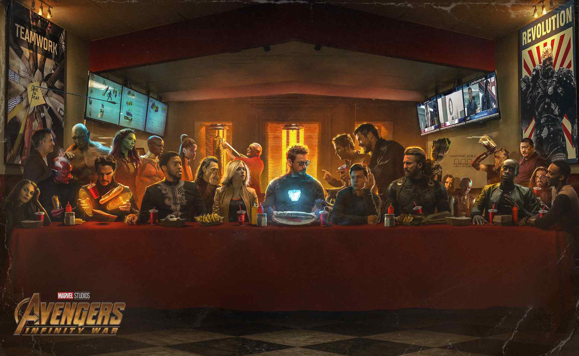 《复仇者联盟3：无限战争》最后的晚餐版桌面壁纸