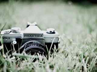 单反相机Praktica柏卡相机草地唯美桌面壁纸