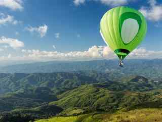 绿色的热气球图片
