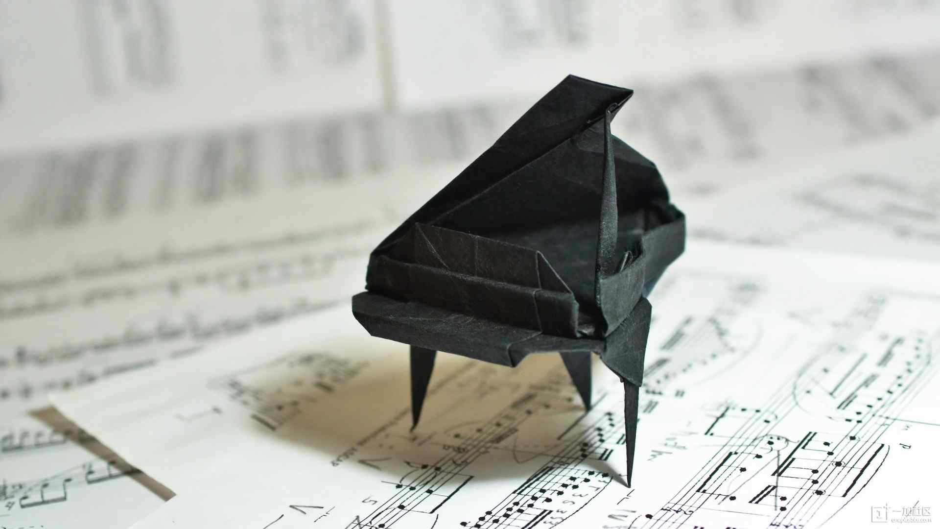 唯美小清新钢琴折纸图片