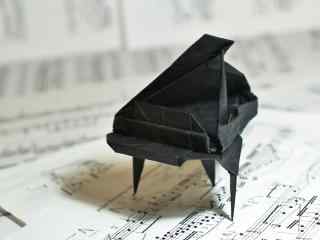 唯美小清新钢琴折纸图片