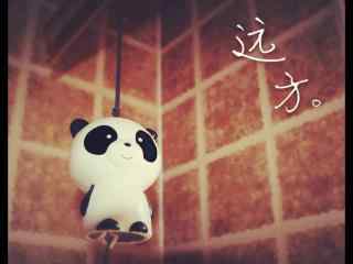 可爱的熊猫小风铃桌面壁纸