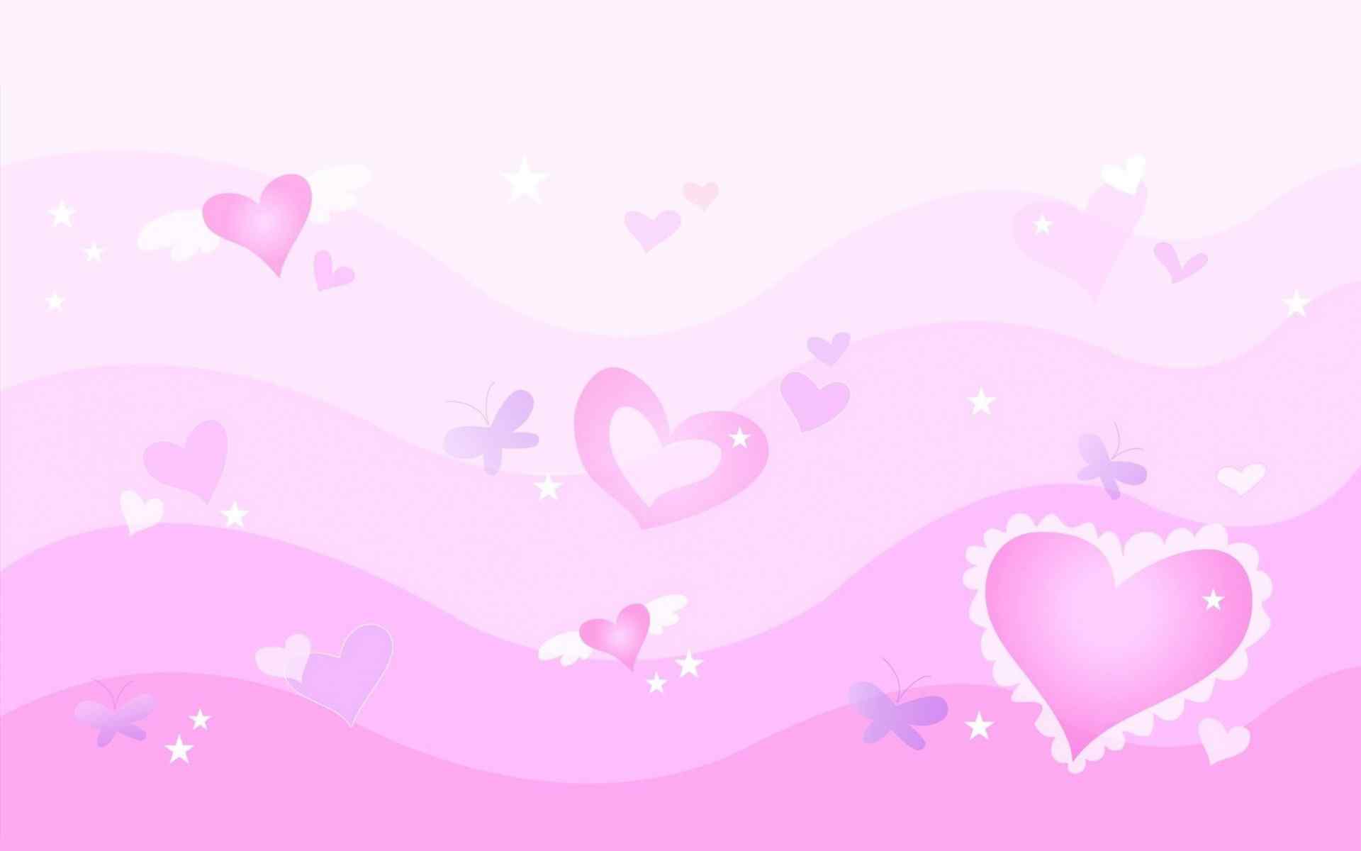粉色浪漫爱心电脑桌面壁纸