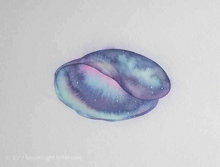 创意手绘紫色海螺贝壳桌面壁纸
