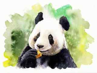 手绘可爱国宝熊猫桌面壁纸