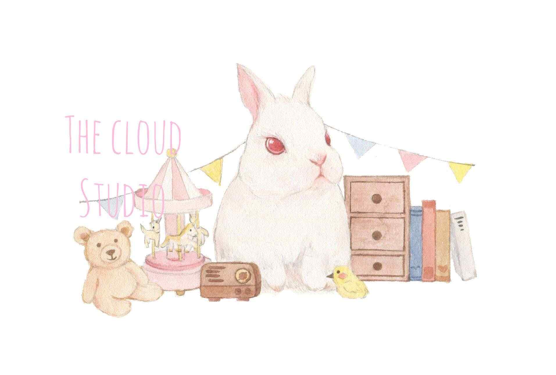 可爱手绘小兔子桌面壁纸
