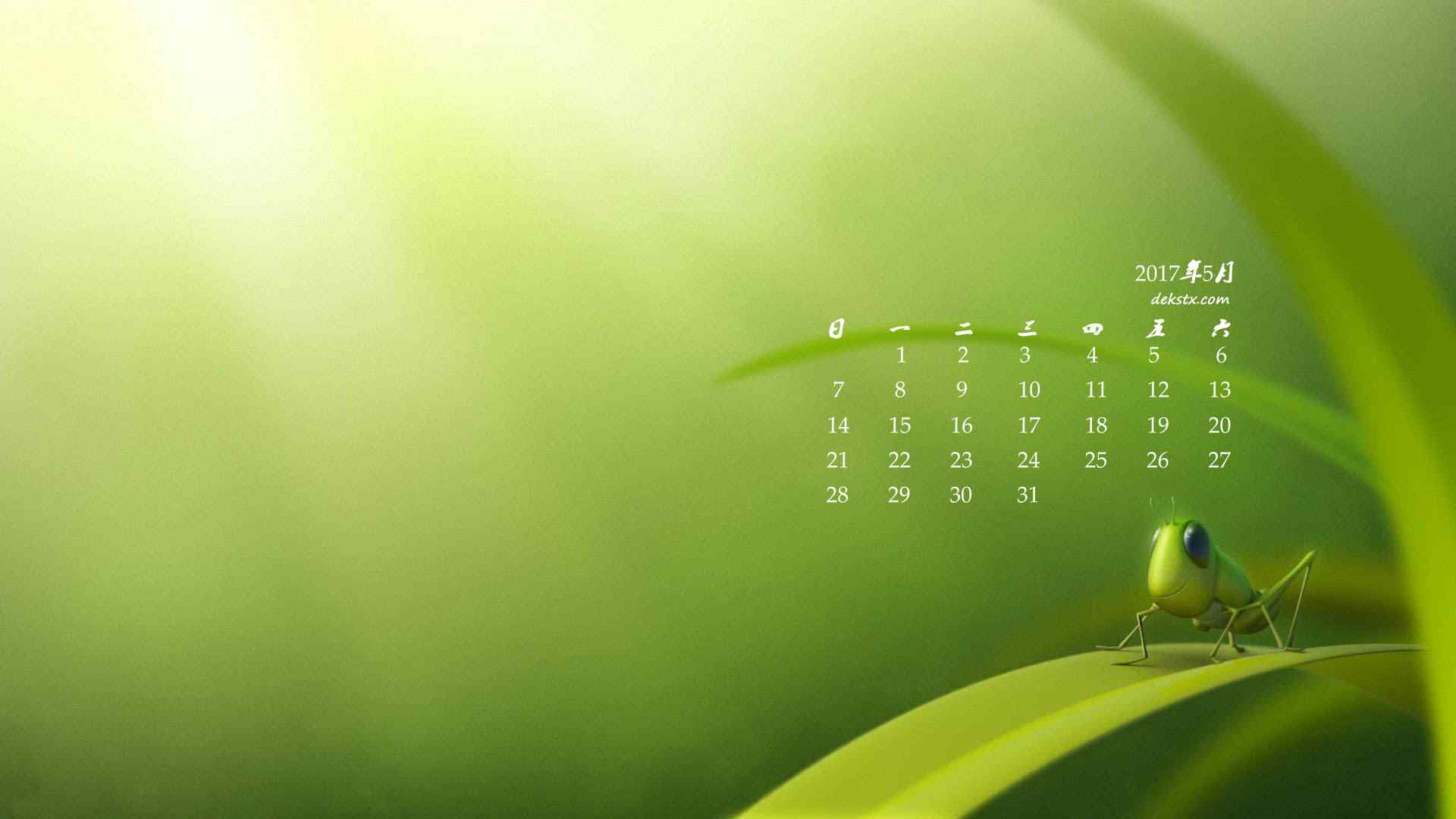 2017年5月绿色植物高清日历壁纸