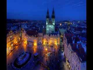 捷克布拉格迷人夜景灯光闪烁桌面壁纸