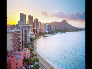 夏威夷海边城市风景高清图片桌面壁纸