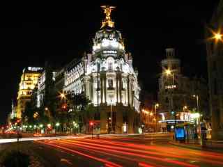 西班牙首都马德里美丽夜景图片下载