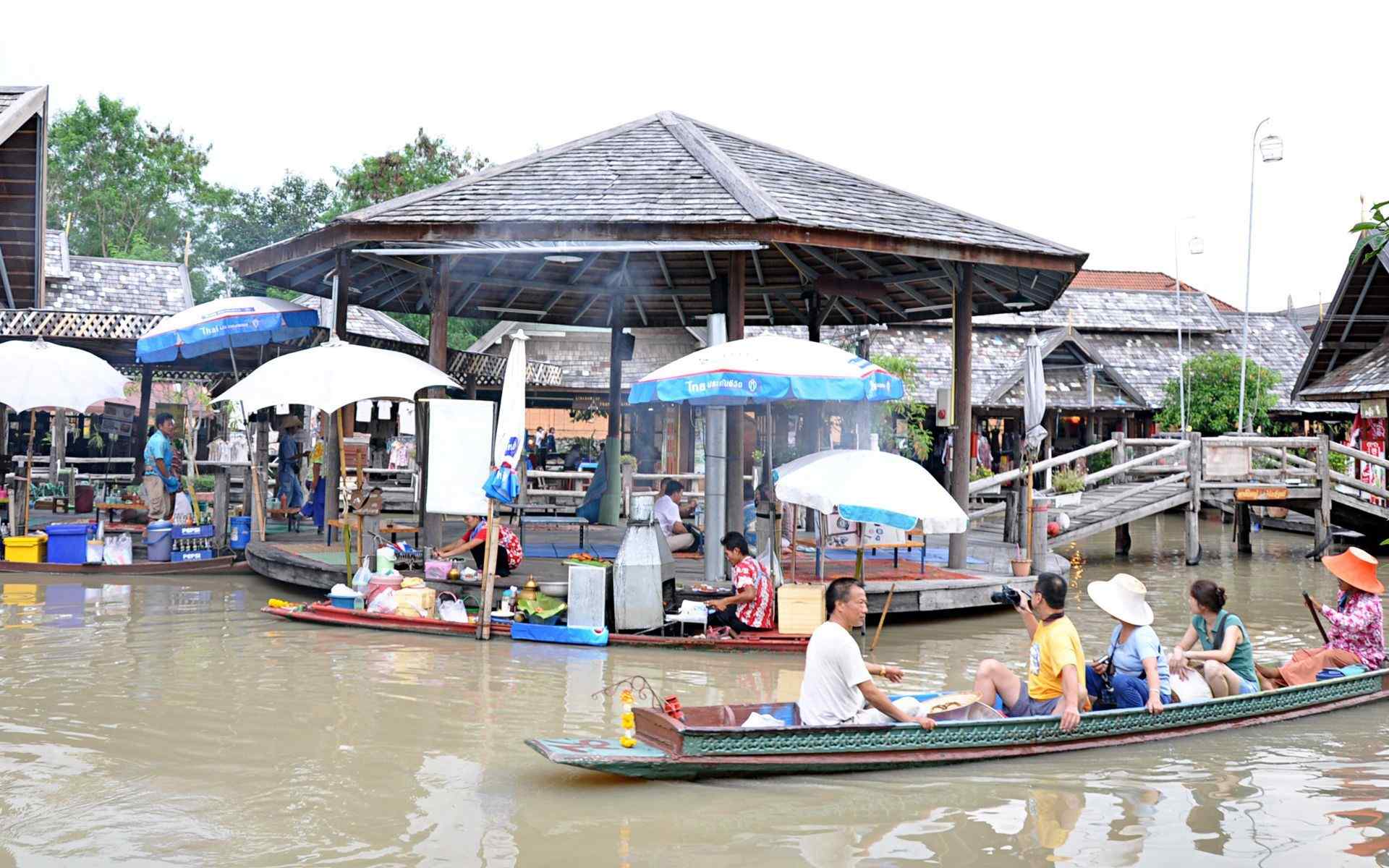 泰国著名水上市场桌面壁纸