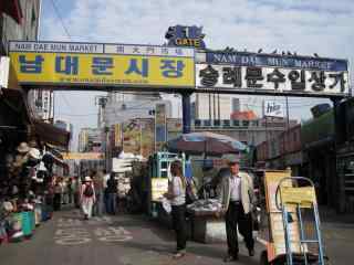韩国首尔南大门市场剪影桌面壁纸