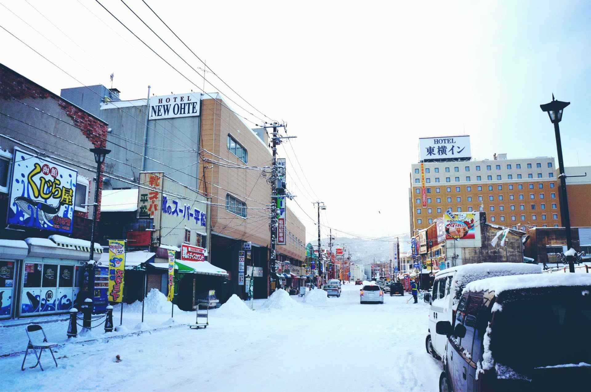 函馆街道雪景北海道风光桌面壁纸