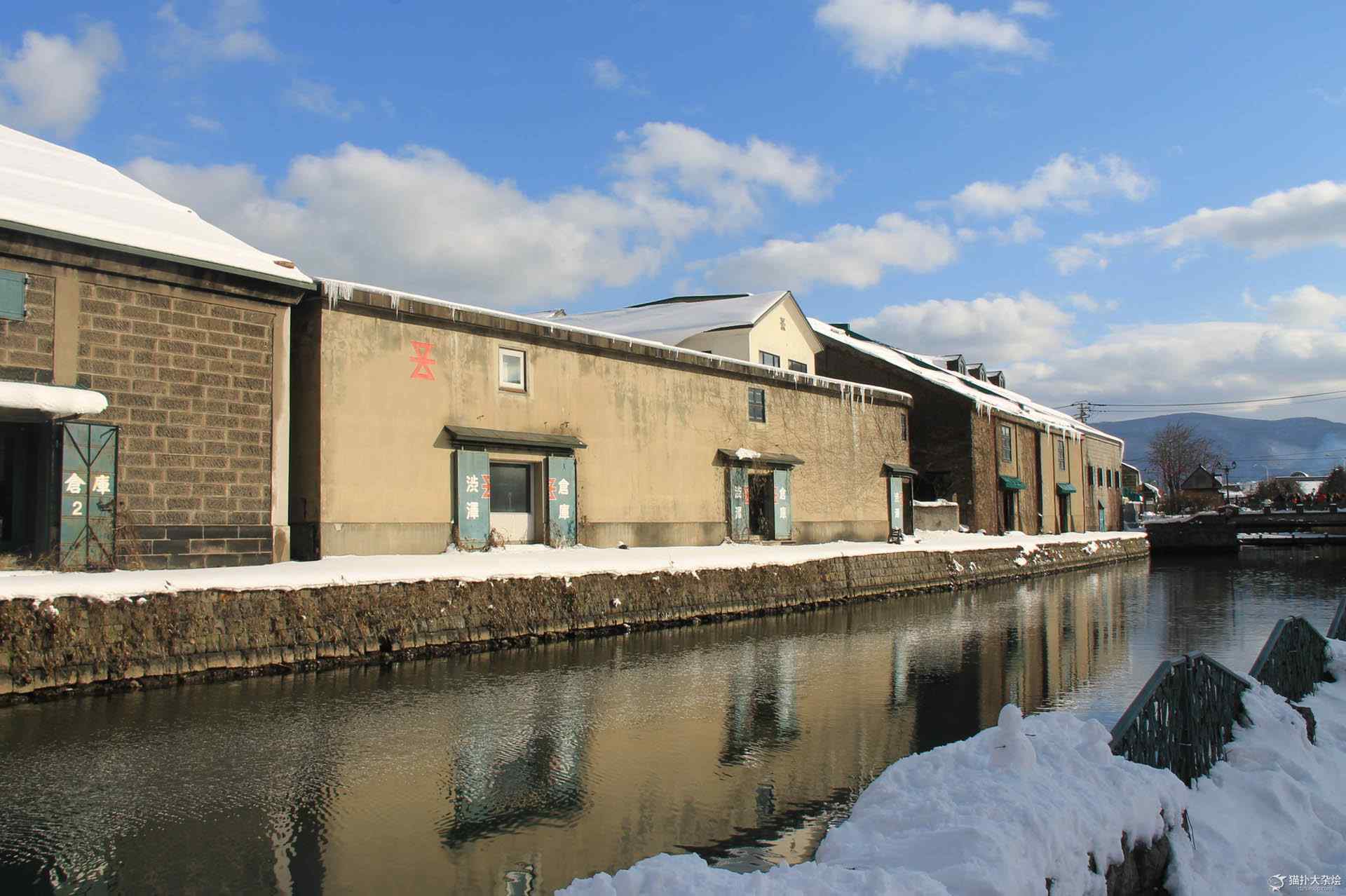 小樽运河雪景北海道风光桌面壁纸