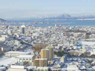 函馆雪景俯瞰北海道风光桌面壁纸