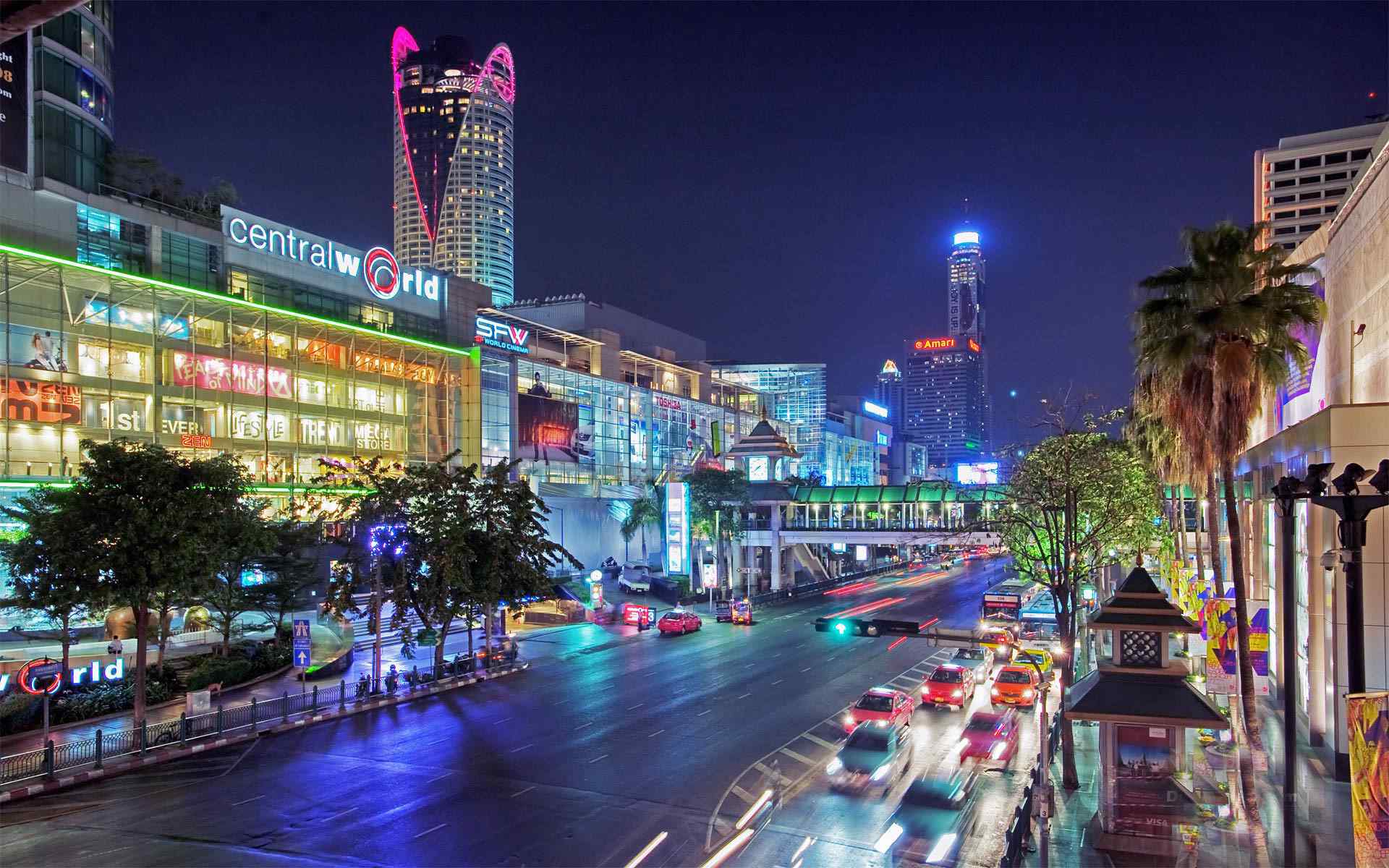 曼谷唯美夜景城市街景桌面壁纸