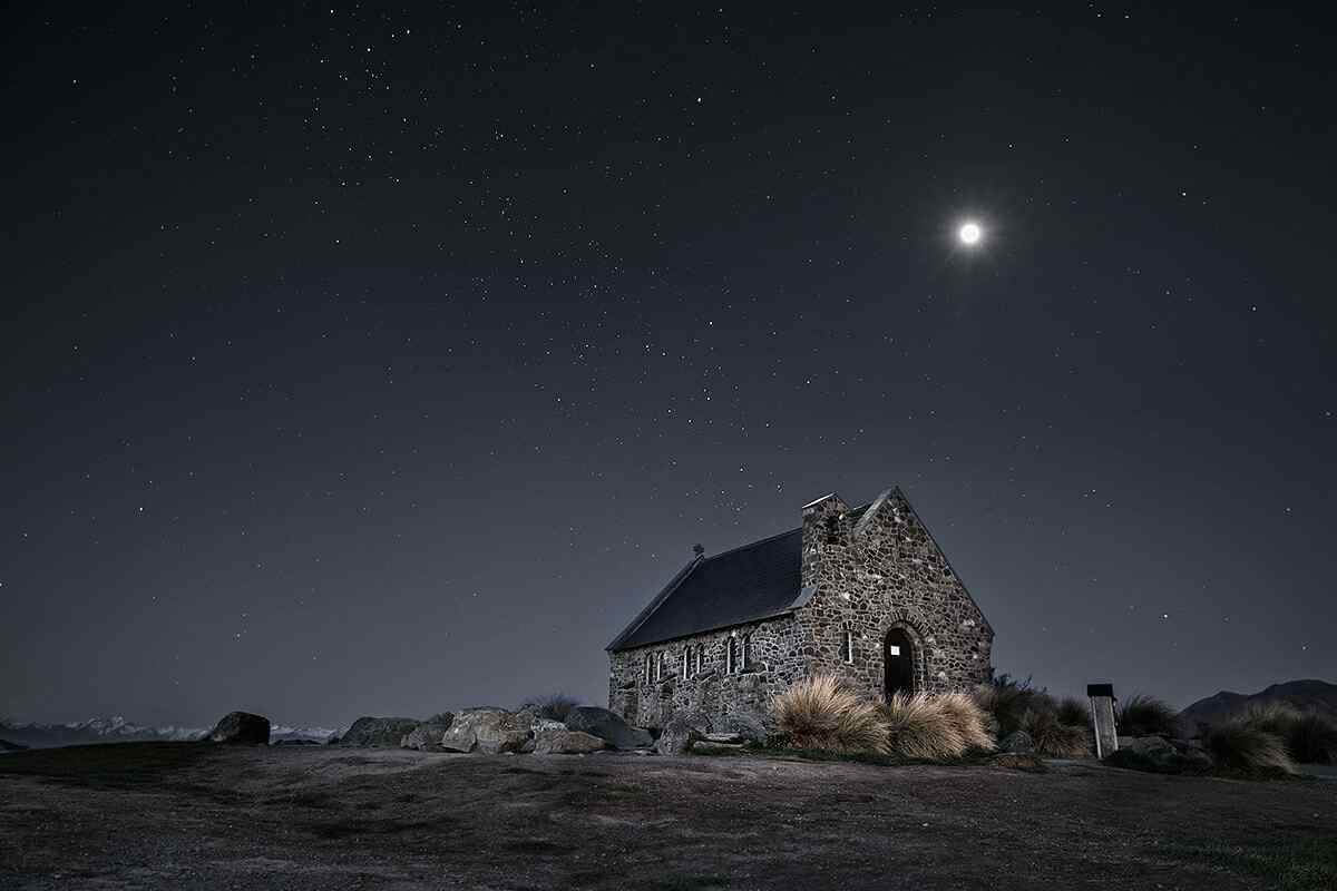 新西兰的好牧羊人教堂星空风景壁纸