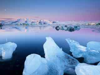 冰岛日落绮丽冰川