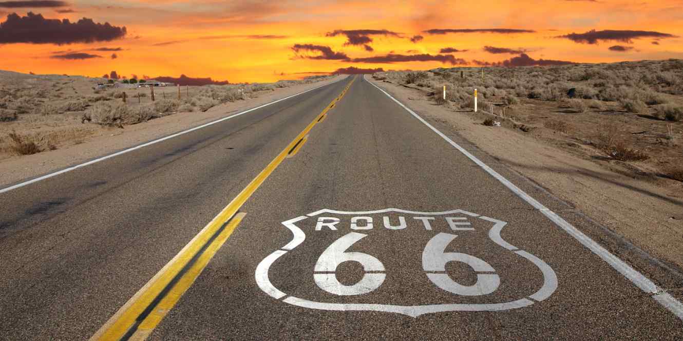 美国66号公路绮丽黄昏景色桌面壁纸