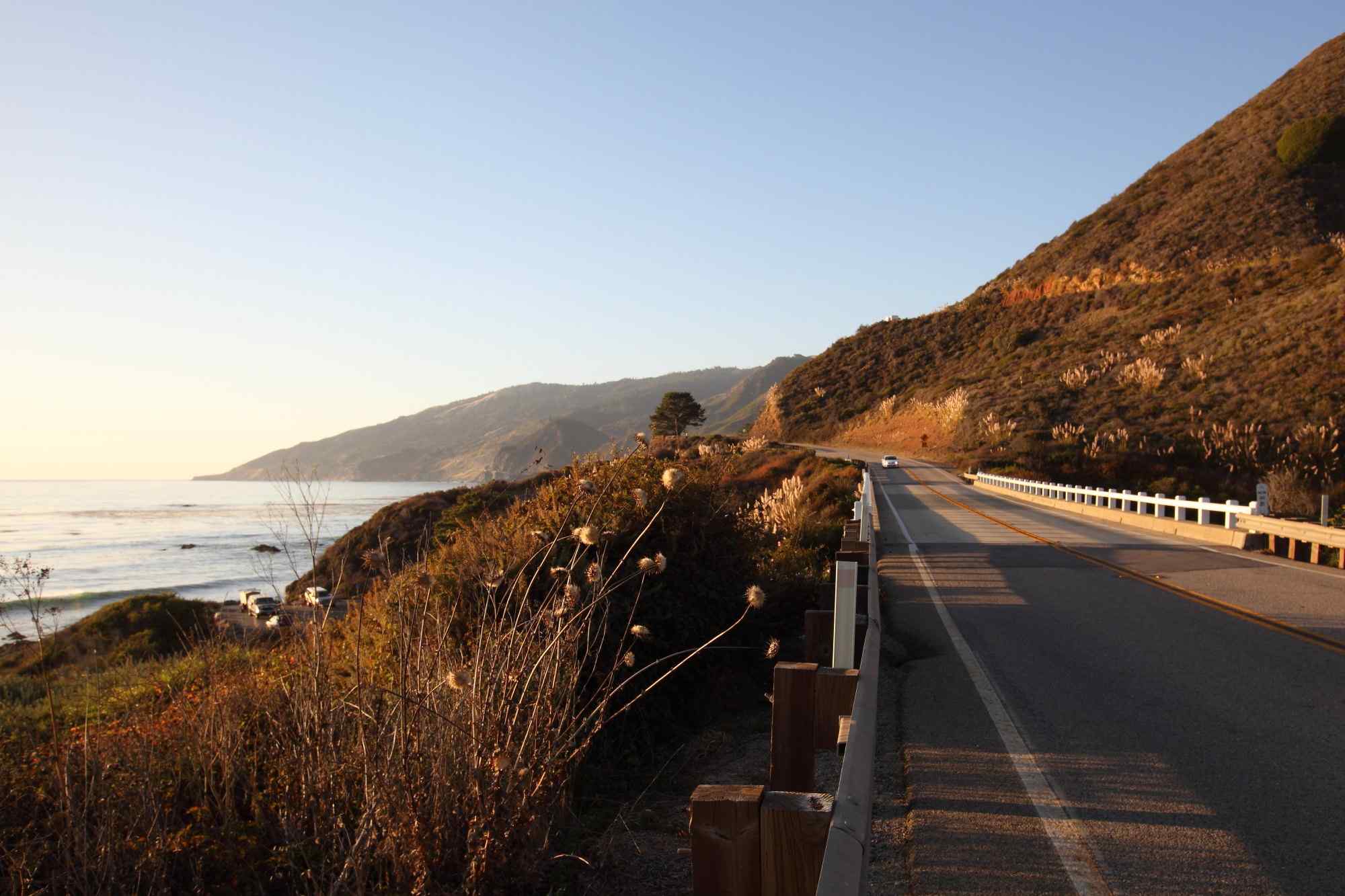 美国自驾游加州一号公路唯美秋天落日桌面壁纸