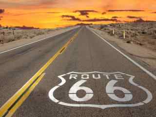 美国66号公路绮丽黄昏景色桌面壁纸