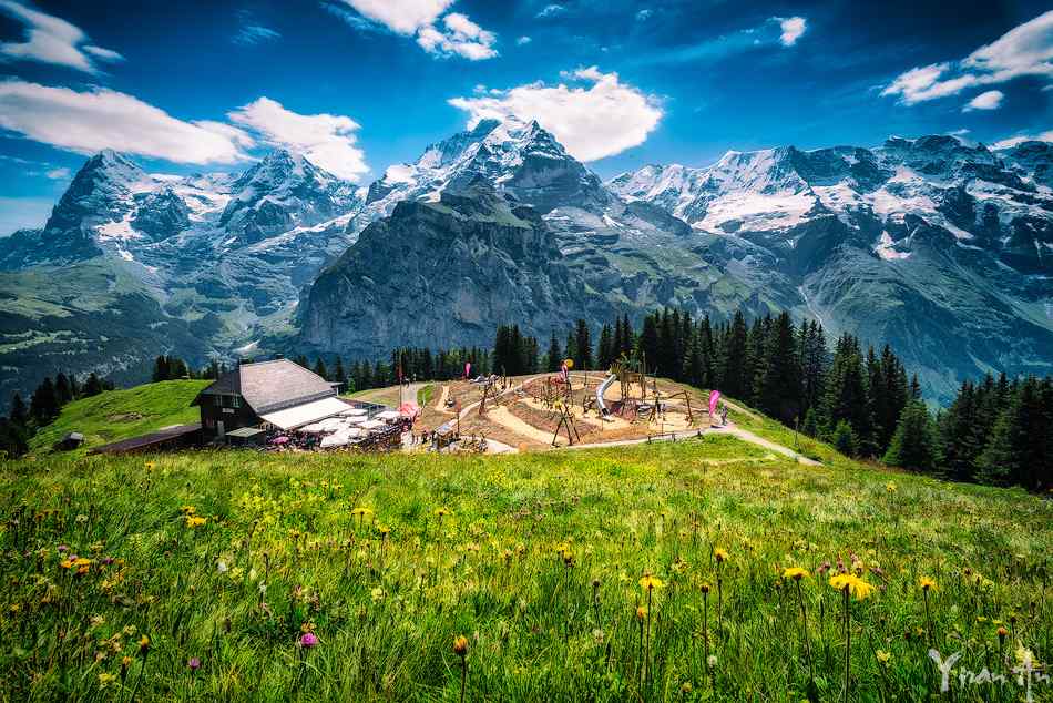 瑞士山峰绿色风景桌面壁纸