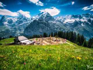 瑞士山峰绿色风景