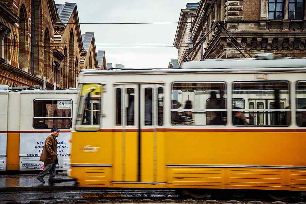 布达佩斯黄色城市电车桌面壁纸