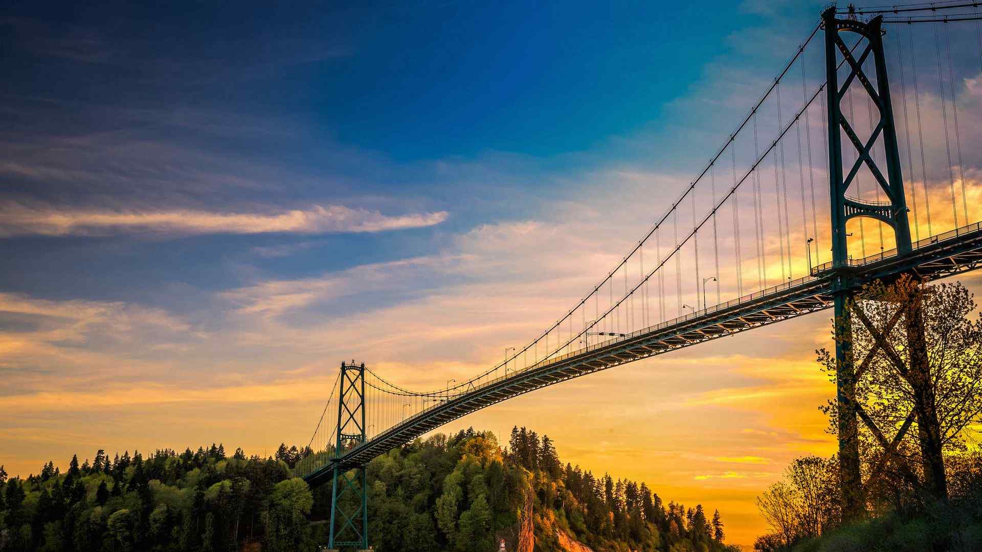 加拿大狮门大桥唯美风景图片高清电脑桌面壁纸