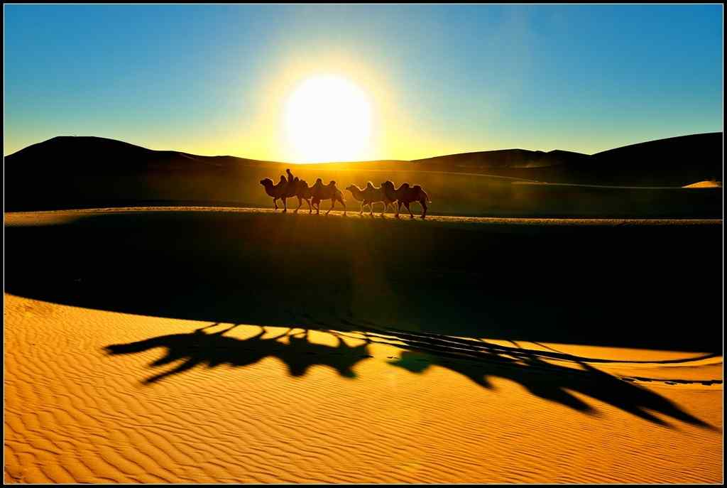 夕阳下的沙漠风景壁纸