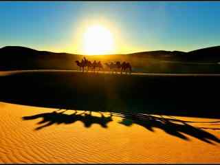 夕阳下的沙漠风景壁纸