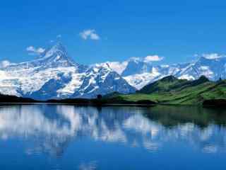 天山雪山湖泊自然风景图片高清桌面壁纸