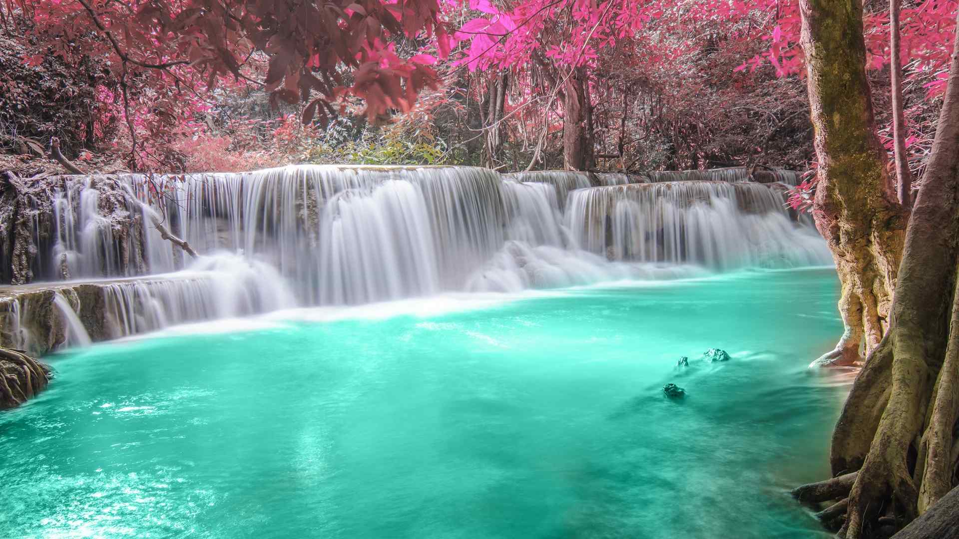 泰国通塞美丽的瀑布自然风景电脑桌面壁纸（2张）