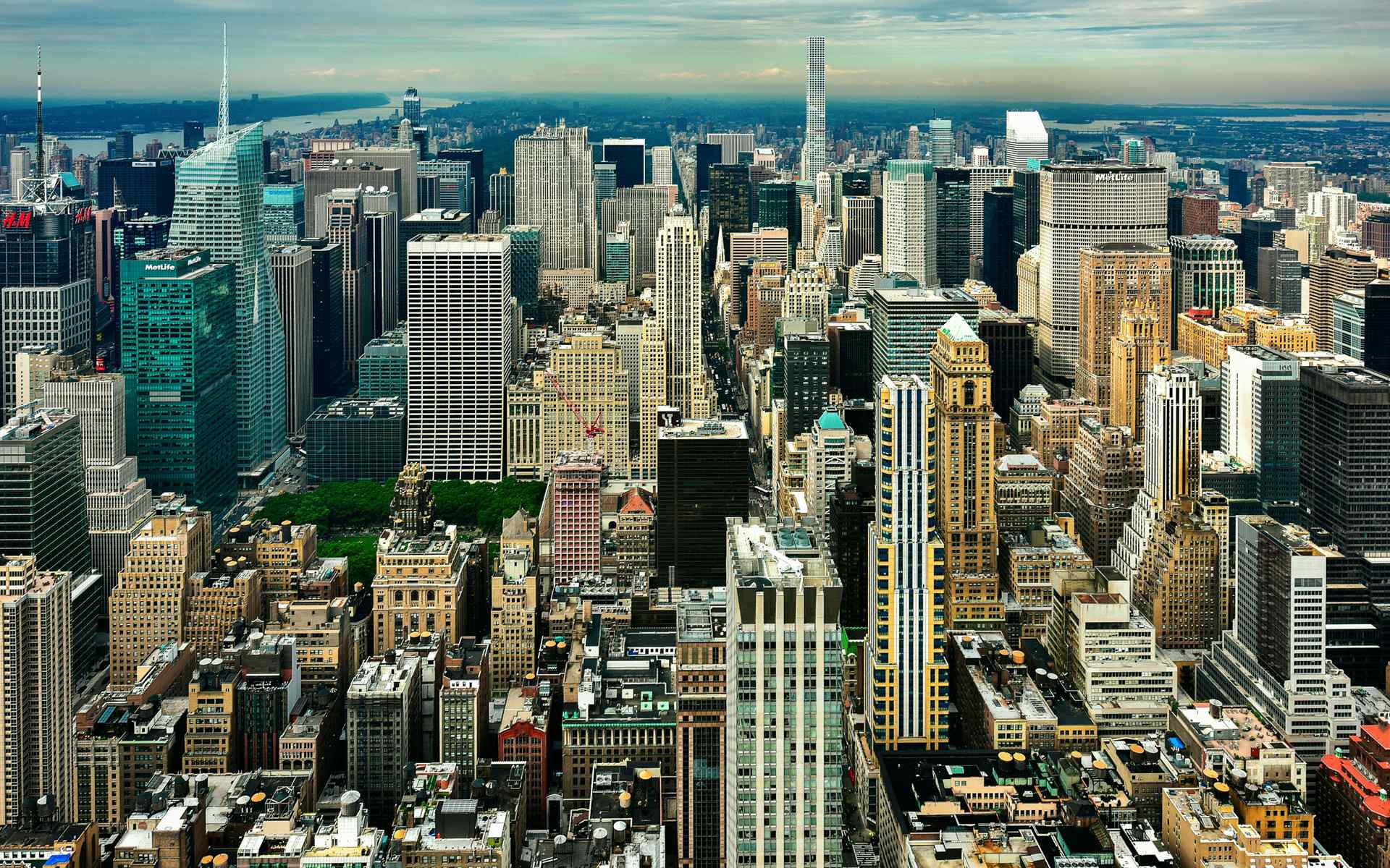 纽约曼哈顿高空俯瞰城市建筑风景桌面壁纸