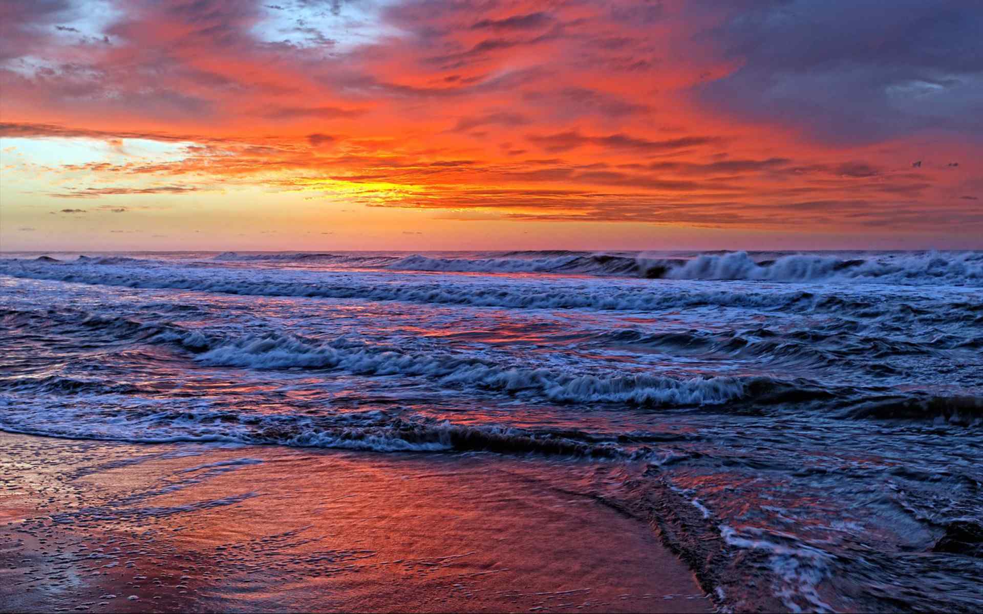 唯美的海边日出日落风景高清电脑壁纸下载