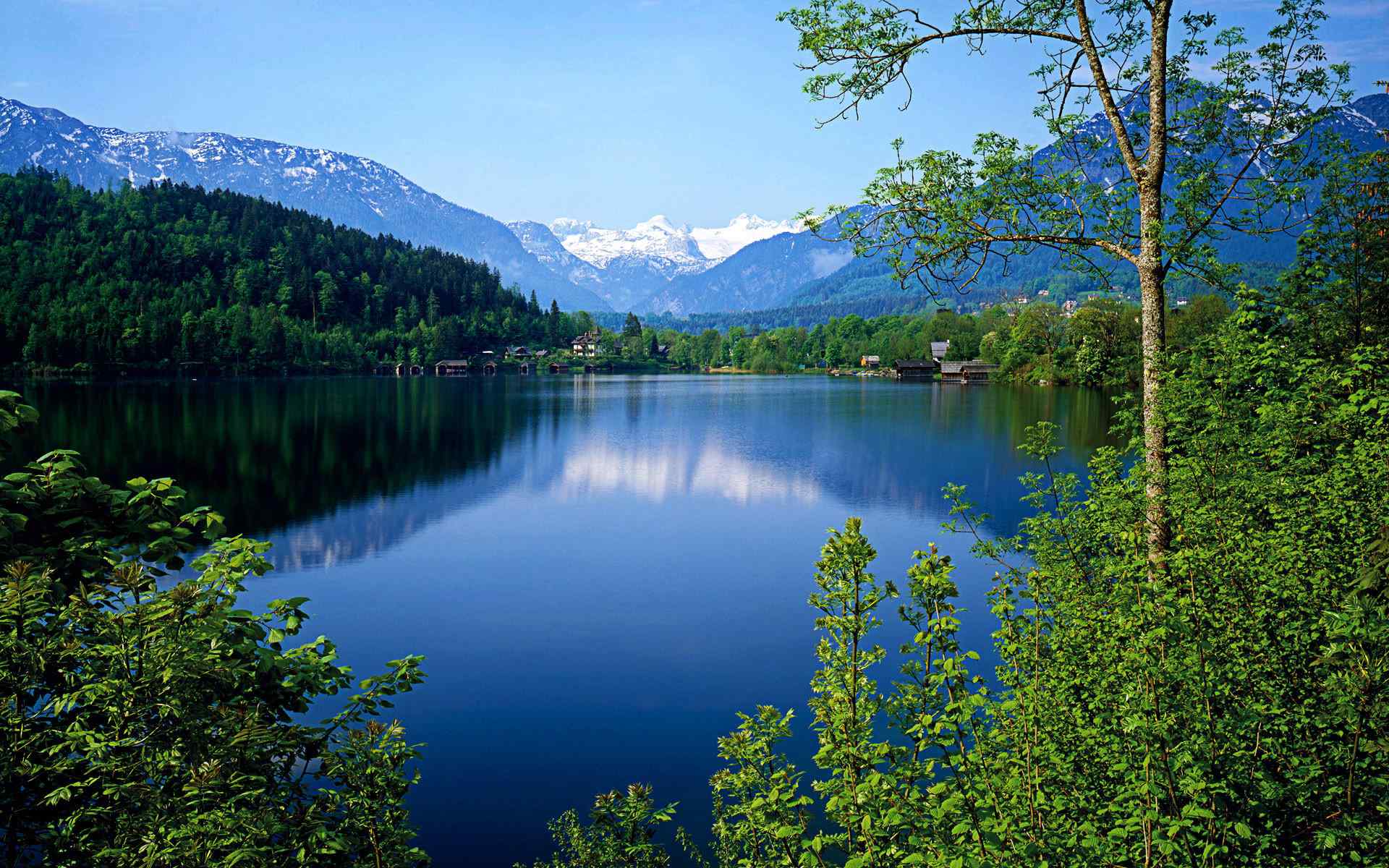奥地利蓝天白云自然风景桌面壁纸