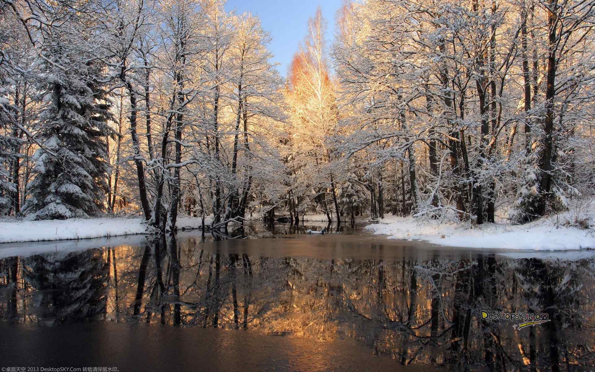 冬季山川河流风景图片桌面壁纸