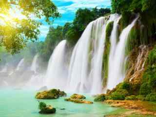 温泉瀑布风景图片