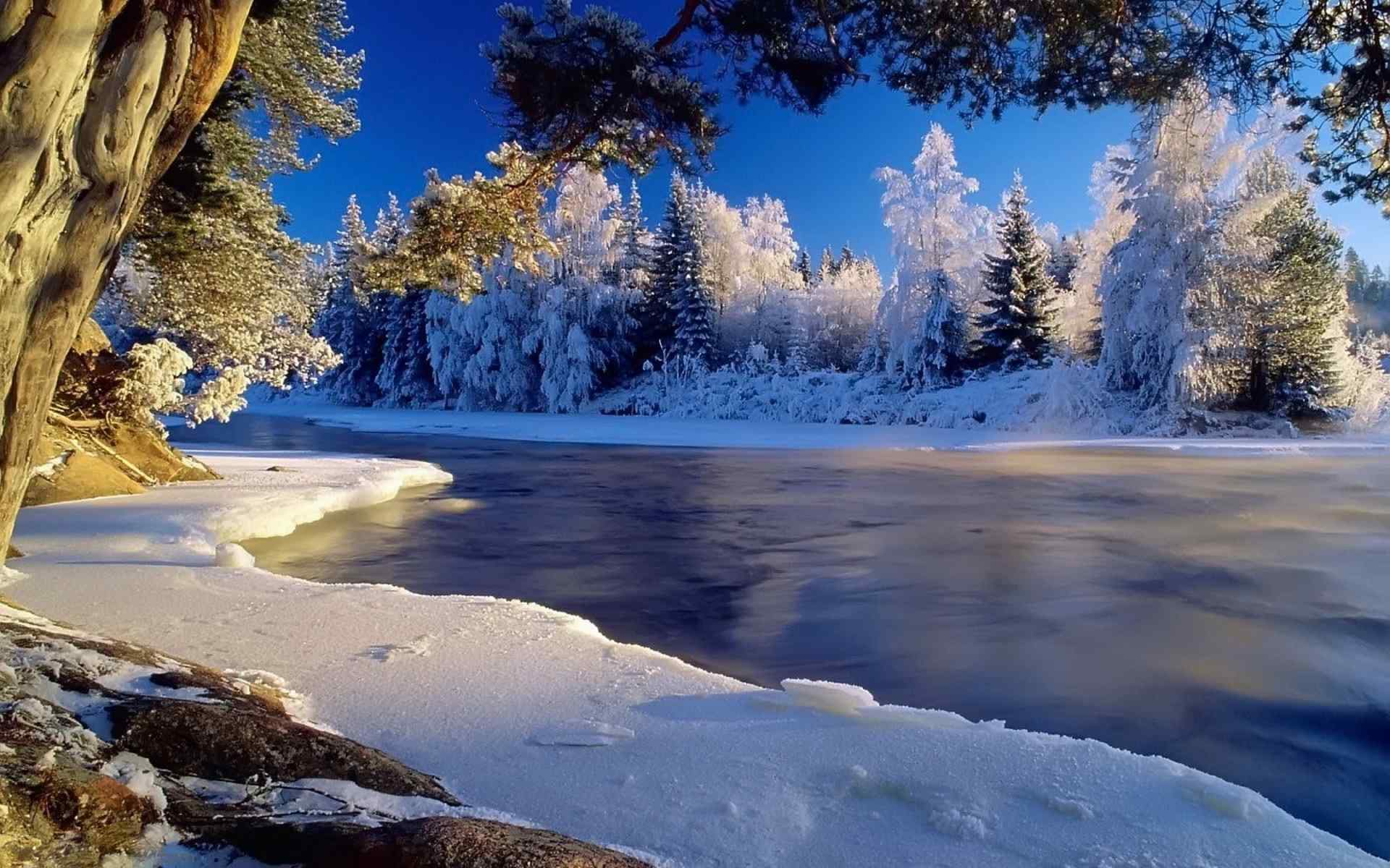 冬季河流美丽风景图片桌面壁纸