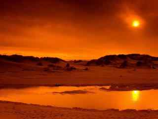 唯美荒漠里的夕阳风景图片