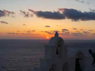 圣托里尼唯美海上日落风景图片高清桌面壁纸