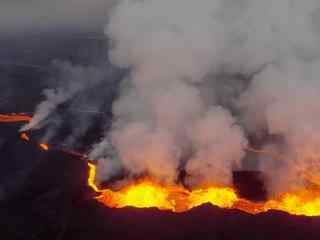 冰岛火山爆发风景图片
