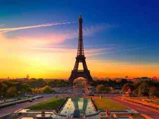 埃菲尔铁塔唯美巴黎黄昏风景图片高清桌面壁纸