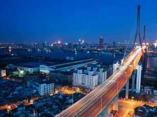 魅力上海：雄伟杨浦大桥夜景图片