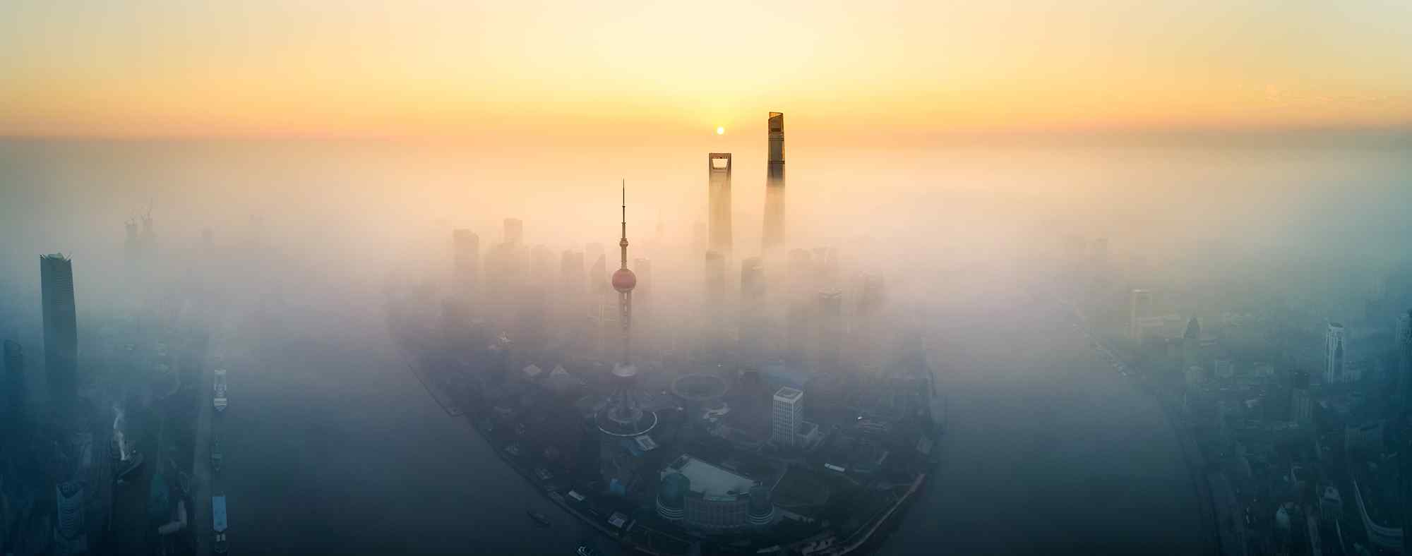 美丽魔都上海清晨风景图片高清桌面壁纸